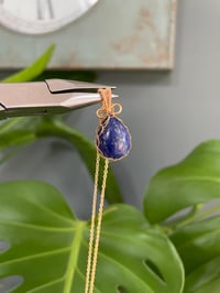 Image 2 of Gold Lapis Lazuli Teardrop Crystal Necklace