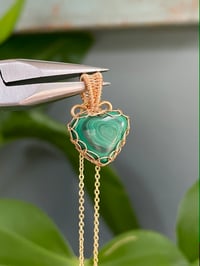 Image 1 of Gold Malachite Heart Crystal  Necklace