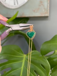 Image 5 of Gold Malachite Heart Crystal  Necklace