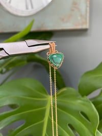 Image 3 of Gold Malachite Heart Crystal  Necklace