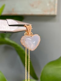Image 1 of Gold Blue Chalcedony Heart Crystal Necklace