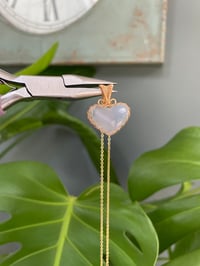 Image 3 of Gold Blue Chalcedony Heart Crystal Necklace