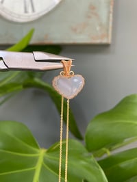 Image 2 of Gold Blue Chalcedony Heart Crystal Necklace