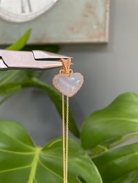 Image 4 of Gold Blue Chalcedony Heart Crystal Necklace