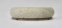 Image 2 of Round bonsai pot in a matte white speckled glaze. D.175mm
