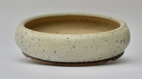 Image 3 of Round bonsai pot in a matte white speckled glaze. D.175mm