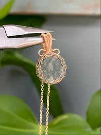 Image 1 of Gold Moss Agate Coin Crystal Necklace