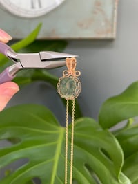Image 5 of Gold Moss Agate Coin Crystal Necklace