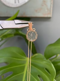 Image 4 of Gold Moss Agate Coin Crystal Necklace