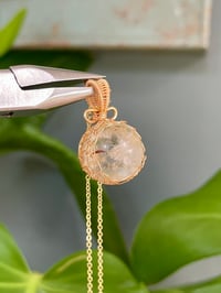 Image 1 of Gold Rutilated Quartz Sphere Crystal Necklace
