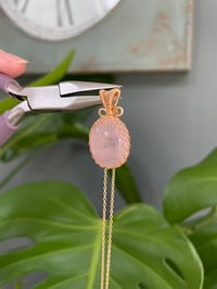 Image 5 of Gold Rose Quartz Oval Crystal Necklace