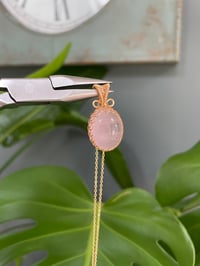 Image 3 of Gold Rose Quartz Oval Crystal Necklace