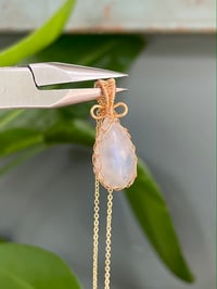 Image 1 of Gold Moonstone Teardrop Crystal  Necklace