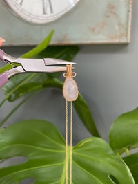 Image 3 of Gold Moonstone Teardrop Crystal  Necklace