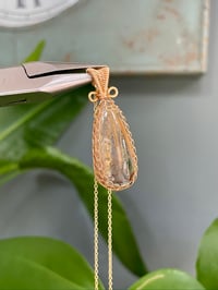 Image 1 of Golden Rutile Statement Teardrop Crystal Necklace