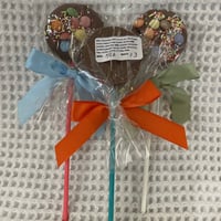 Image 2 of Handmade  Belgian Milk Rainbow Drop Chocolate Lollipop ( set of 3 )