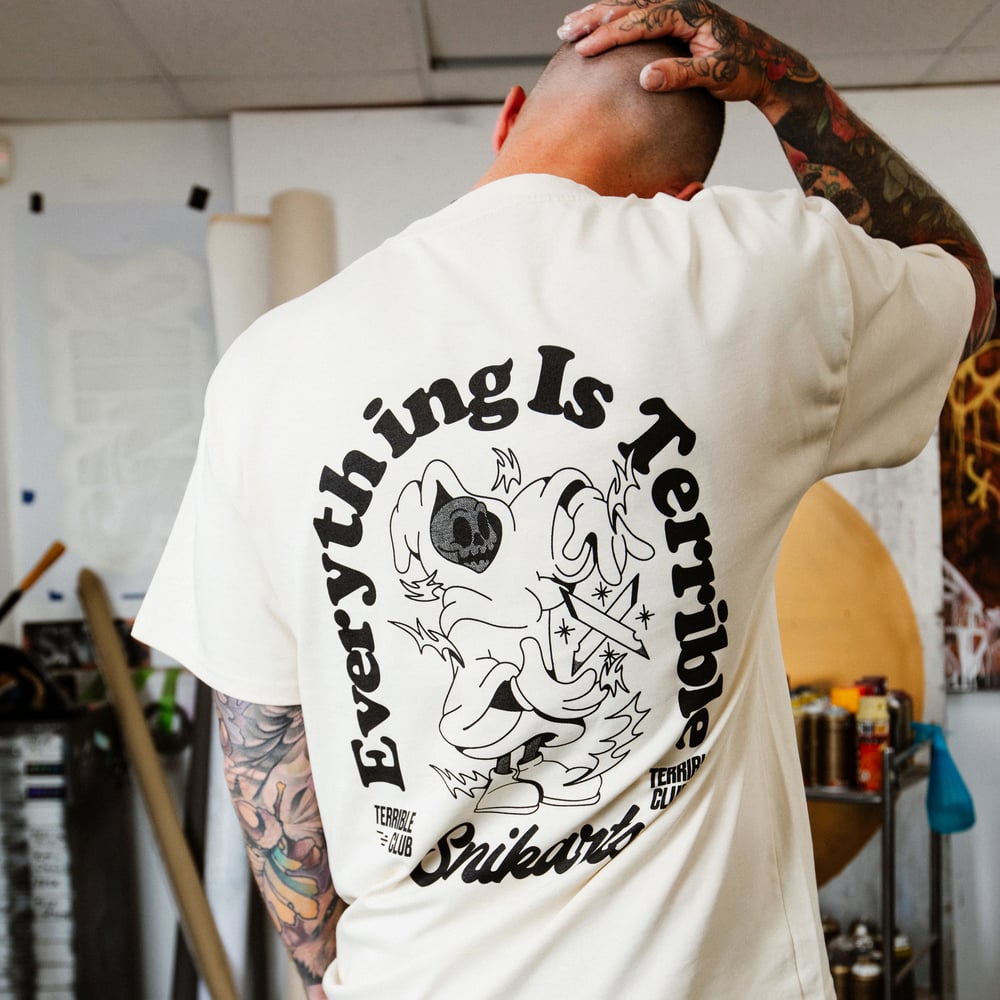 Image of 'Everything is terrible' - Grim Mascot Ecru T-Shirt