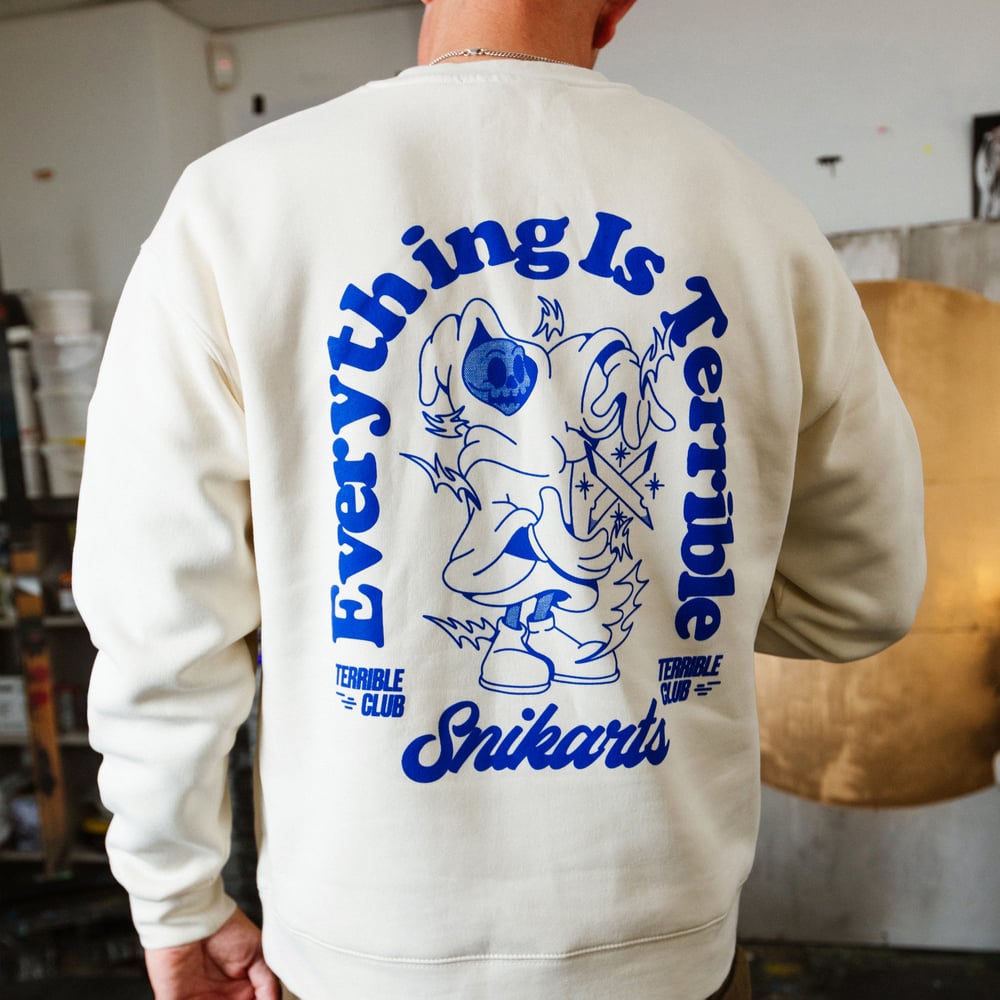 Image of 'Everything is terrible' - Grim Mascot Ecru crew neck