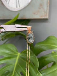 Image 6 of Gold Green Ocean Jasper Oval Crystal Necklace