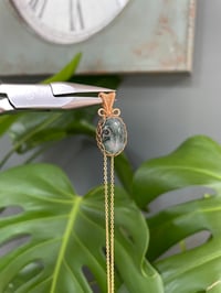 Image 4 of Gold Green Ocean Jasper Oval Crystal Necklace