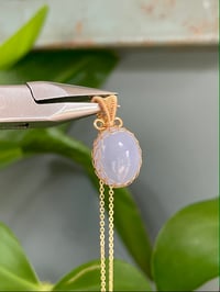 Image 1 of Gold Blue Chalcedony Oval Crystal Necklace