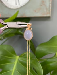 Image 4 of Gold Blue Chalcedony Oval Crystal Necklace