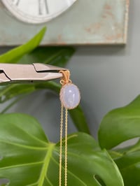 Image 5 of Gold Blue Chalcedony Oval Crystal Necklace