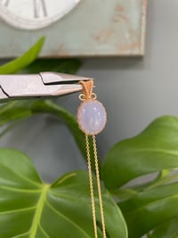 Image 6 of Gold Blue Chalcedony Oval Crystal Necklace