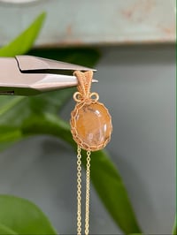 Image 1 of Gold Dentric Quartz Oval Crystal Necklace