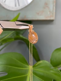 Image 5 of Gold Dentric Quartz Oval Crystal Necklace