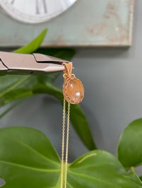 Image 3 of Gold Dentric Quartz Oval Crystal Necklace