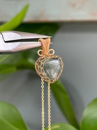 Image 1 of Gold Moss Agate Heart Crystal Necklace