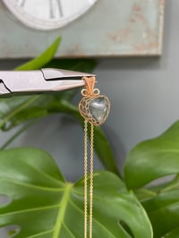 Image 4 of Gold Moss Agate Heart Crystal Necklace