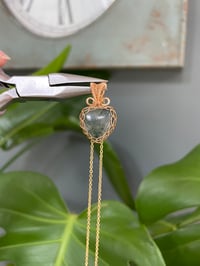 Image 5 of Gold Moss Agate Heart Crystal Necklace