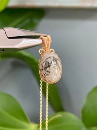 Image 1 of Gold Ocean Jasper Oval  Crystal Necklace