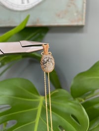 Image 2 of Gold Ocean Jasper Oval  Crystal Necklace