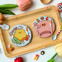 Image 1 of Embossed Plate Badges with UV oil Furai and Kirby ✨ B-GRADE ONLY
