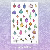 Image 1 of Cat Chaos Vintage Ornament Christmas Card - Glossy 4x6 Holiday Card - Envelope Included