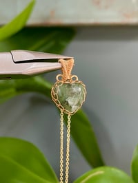Image 1 of Gold Moss Agate  Heart Crystal Necklace
