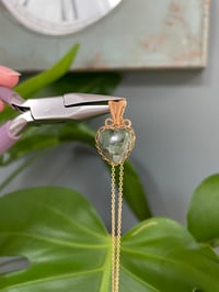 Image 4 of Gold Moss Agate  Heart Crystal Necklace