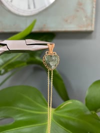 Image 2 of Gold Moss Agate  Heart Crystal Necklace