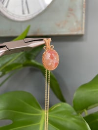 Image 2 of Gold Flower Agate Oval Crystal Necklace