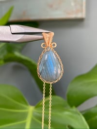 Image 1 of Gold Labradorite Teardrop Crystal Necklace