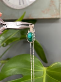 Image 4 of Silver Malachite Oval  Crystal Necklace