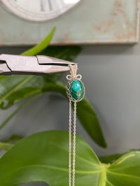 Image 2 of Silver Malachite Oval  Crystal Necklace