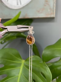 Image 4 of Silver Tigers Eye Teardrop Crystal Necklace