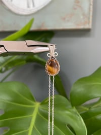 Image 3 of Silver Tigers Eye Teardrop Crystal Necklace
