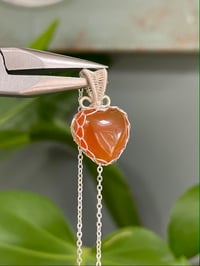 Image 1 of Silver Carnelian Heart Crystal Necklace