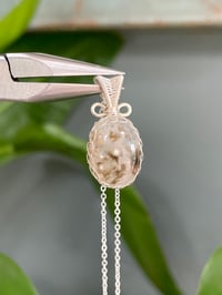 Image 1 of Silver Ocean Jasper Oval Crystal Necklace