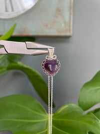 Image 2 of Silver Amethyst & Smokey Quartz Crystal Necklace